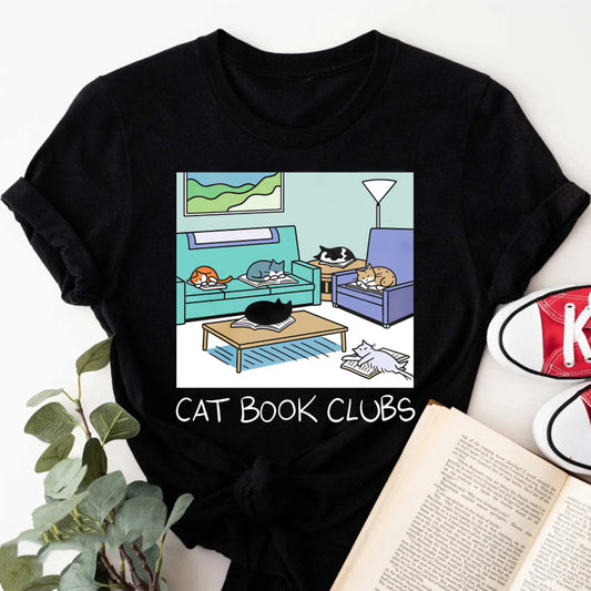 Wardrobecart Cat Book Clubs Cozy Living Room Scene Unisex Classic T-shirt