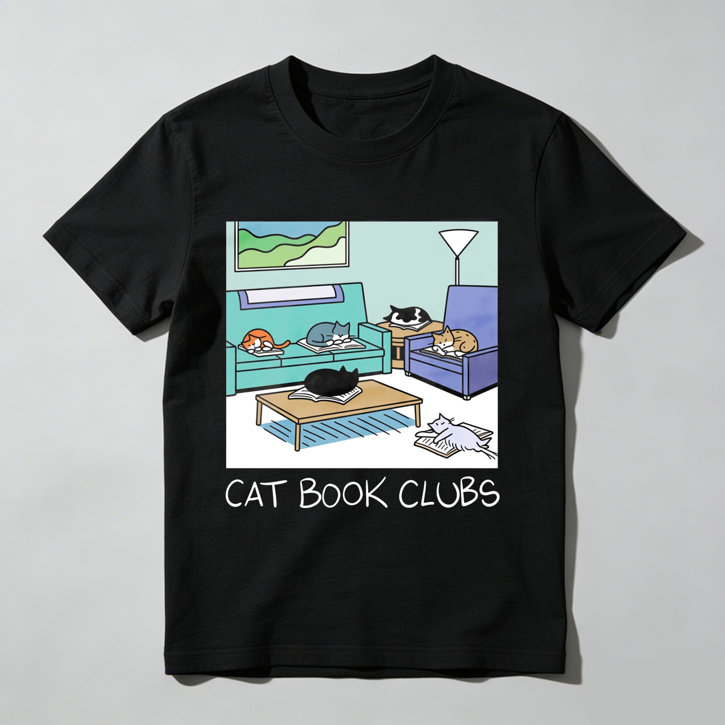 Wardrobecart Cat Book Clubs Cozy Living Room Scene Unisex Classic T-shirt