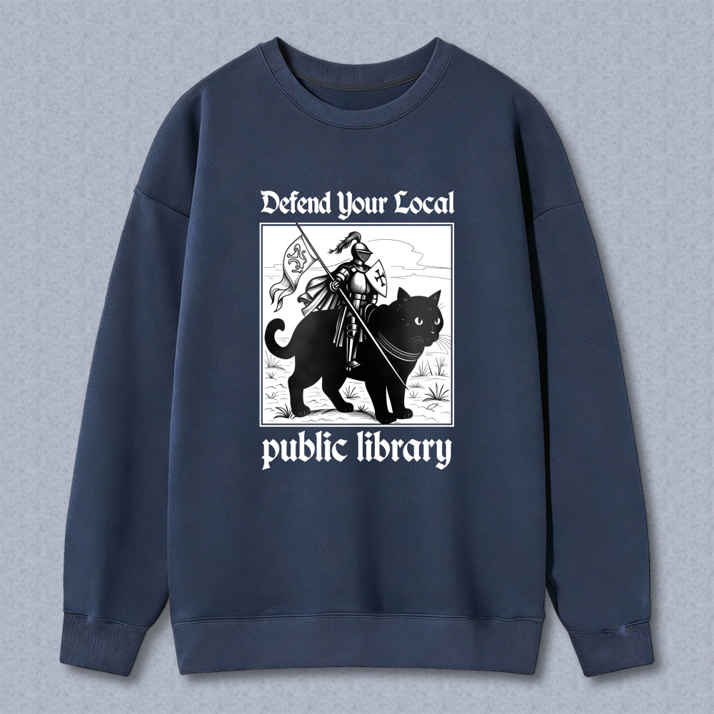 Wardrobecart Cat Knight With Flag And Sword Graphic Unisex Classic Sweatshirt