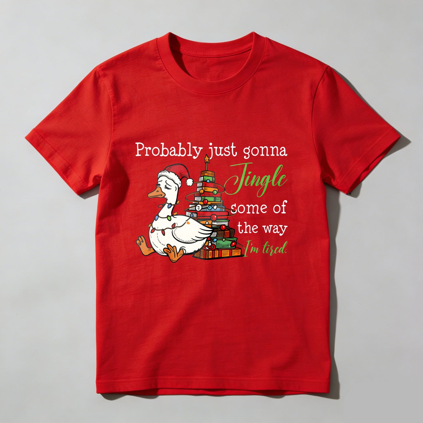 Wardrobecart Duck Wearing Santa Hat Near Christmas Tree Unisex Classic T-shirt