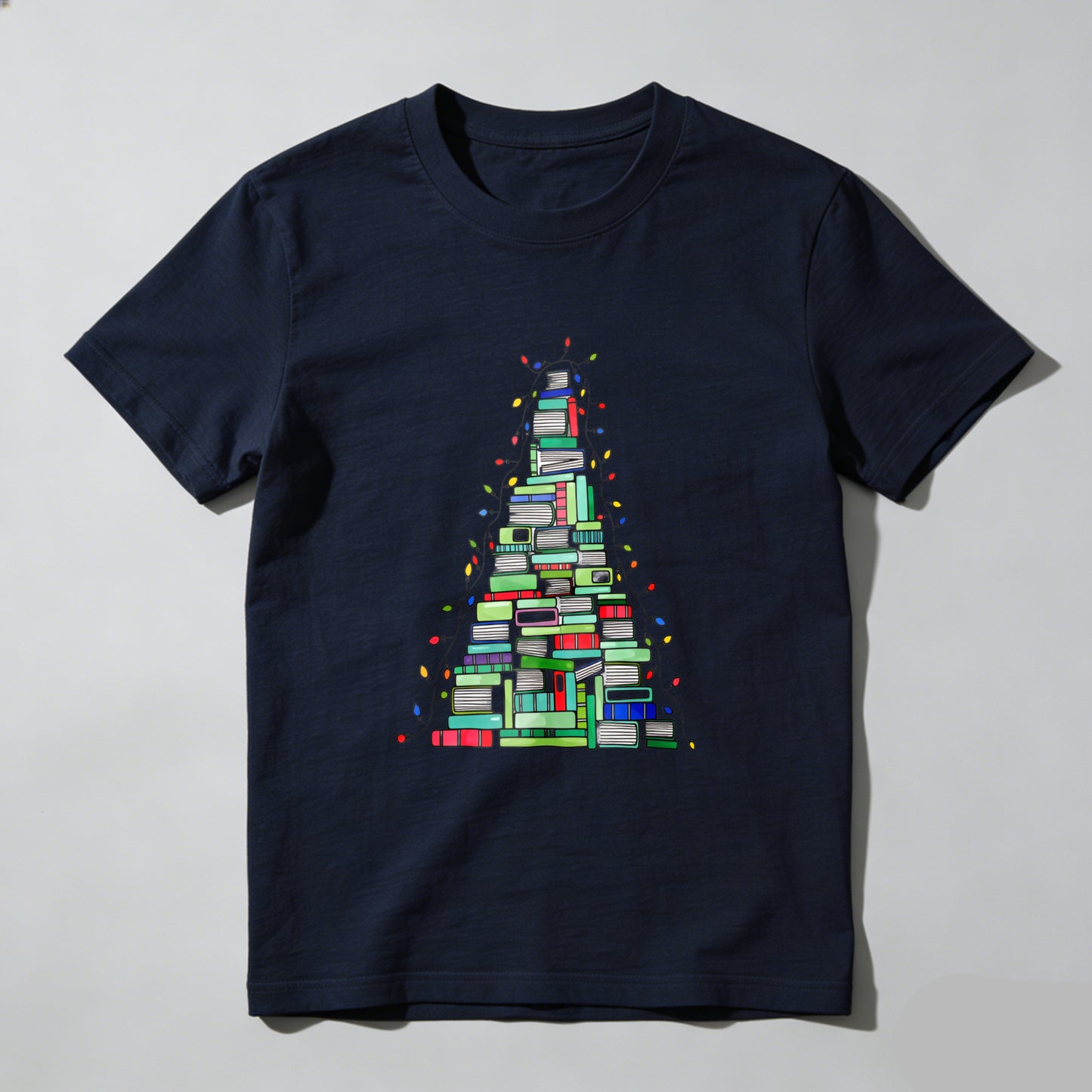 Wardrobecart Books Stacked Into Christmas Tree Shape Unisex Classic T-shirt