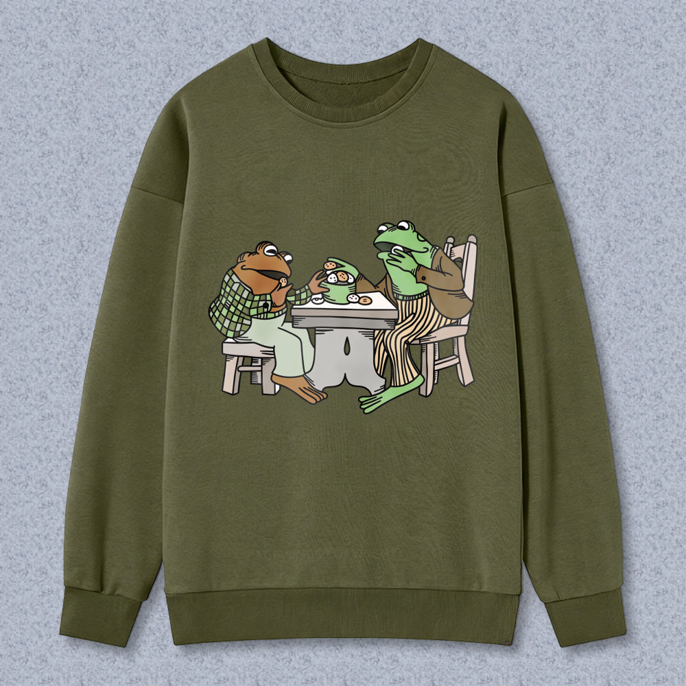 Wardrobecart Frogs Eating Pizza At Table Unisex Classic Sweatshirt