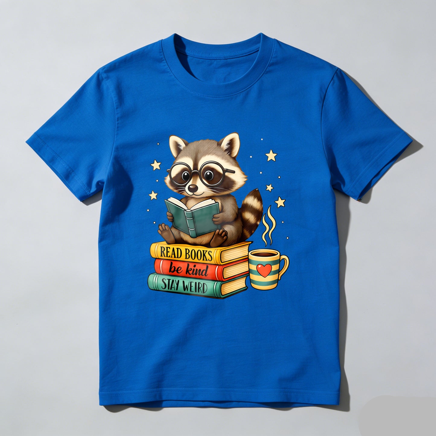 Wardrobecart Raccoon Reading Books With Coffee And Stars Unisex Classic T-shirt