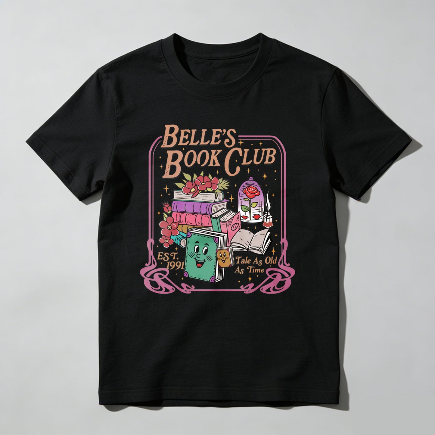 Wardrobecart Belle's Book Club With Books And Teapot Unisex Classic T-shirt