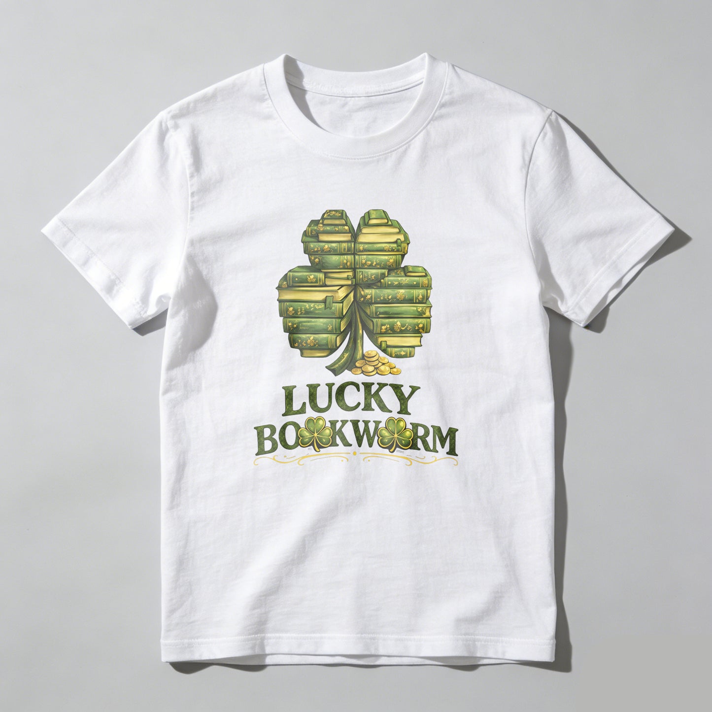 Wardrobecart Lucky Bookworm Shamrock Books Design Unisex Classic T-shirt