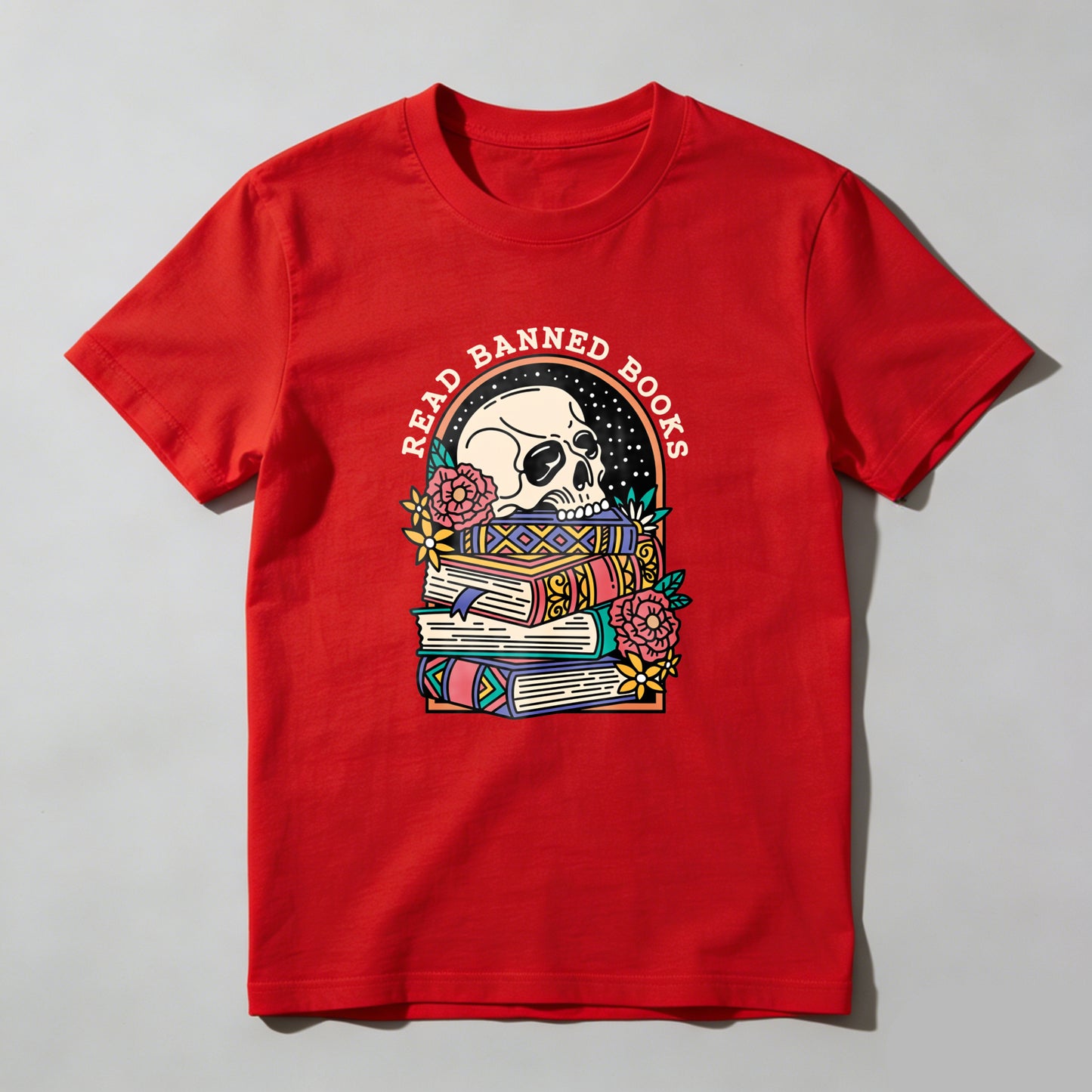 Wardrobecart Read Banned Books Skull And Books Unisex Classic T-shirt