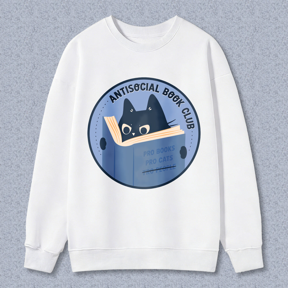 Wardrobecart Antisocial Book Club Cat Reading Book Pro Books Pro Cats Unisex Classic Sweatshirt