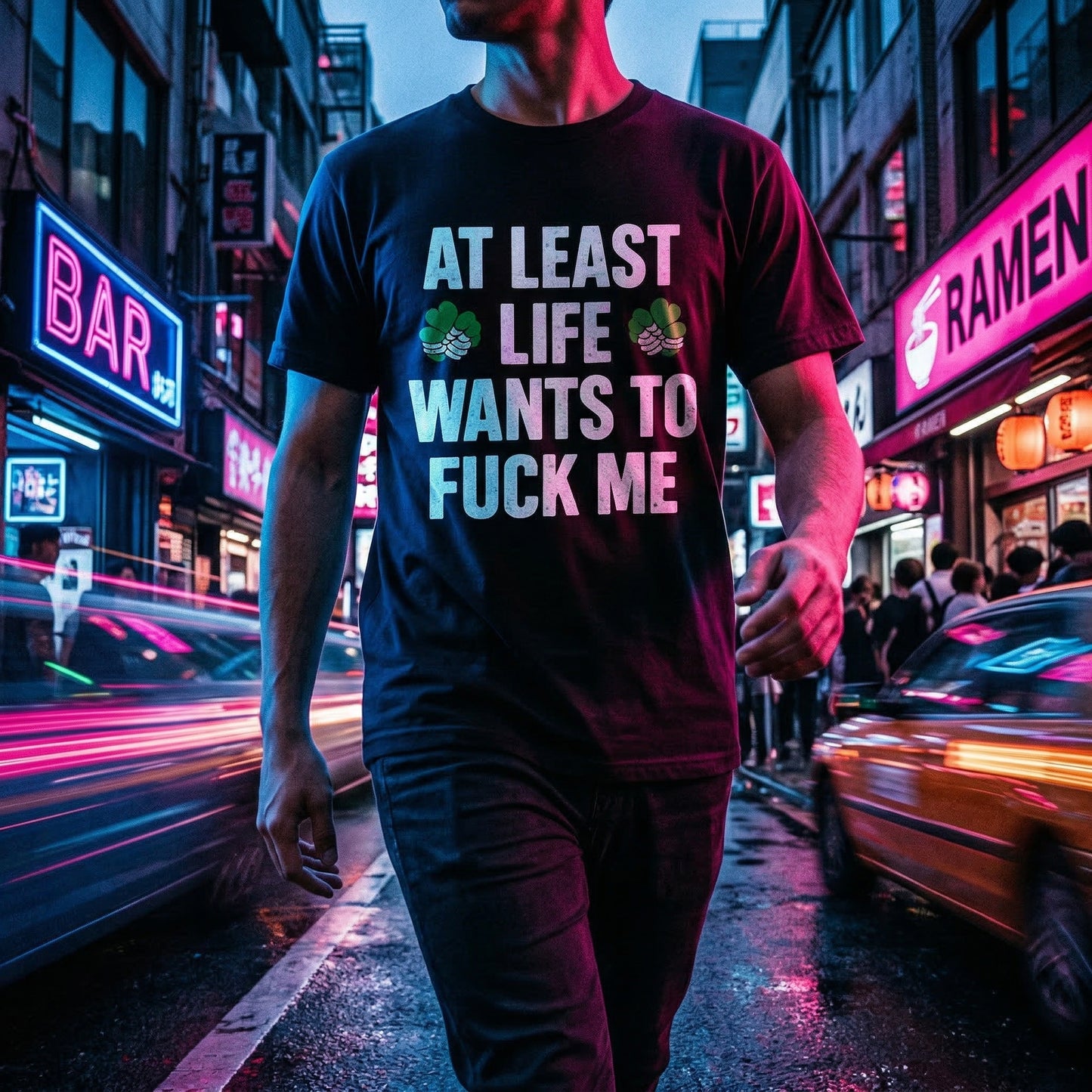 St. Patrick's Day Funny T-Shirt for Men Women, At Least Life Wants To F Me Shamrock Graphic Tee, Irish Humor Novelty Gift Top