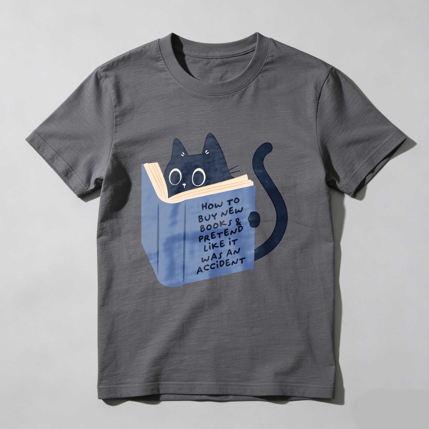 Wardrobecart Cat Reading Book With Text On Cover Unisex Classic T-shirt