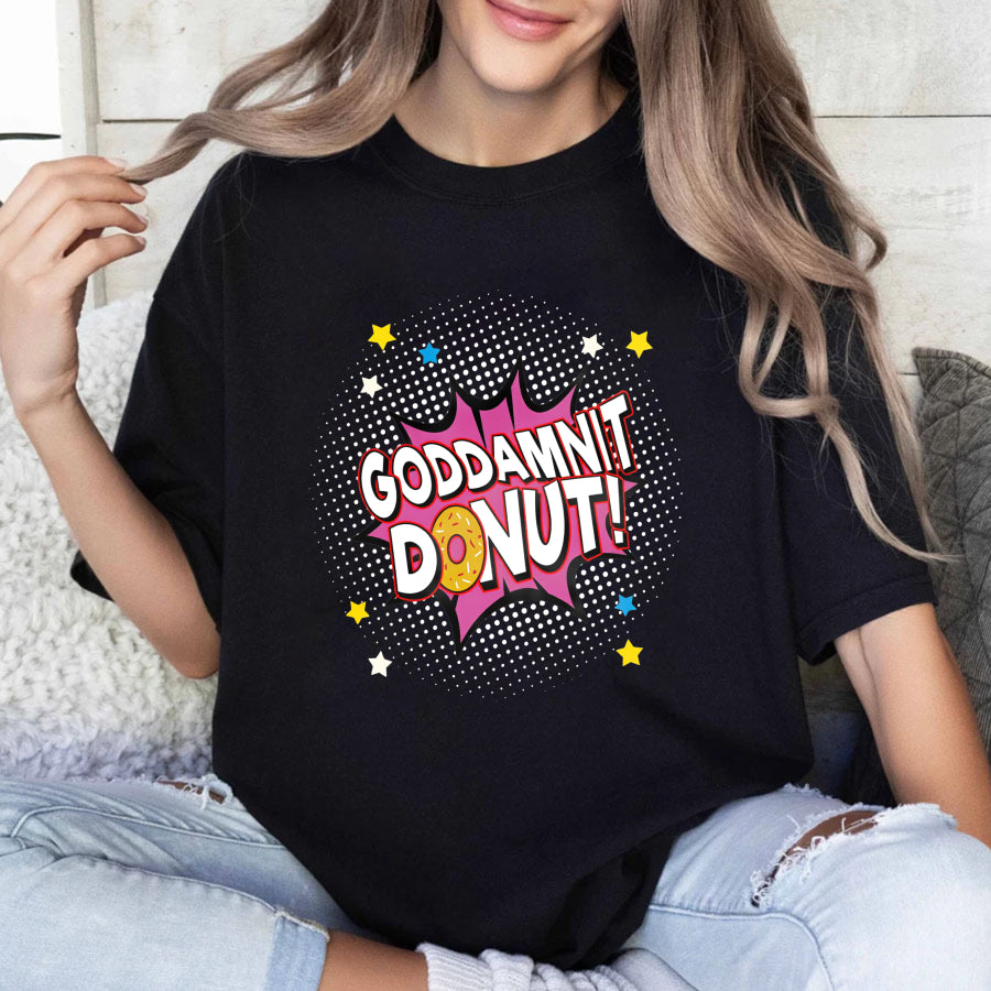 Wardrobecart Godamnit Donut Comic Style Print Unisex Classic T-shirt