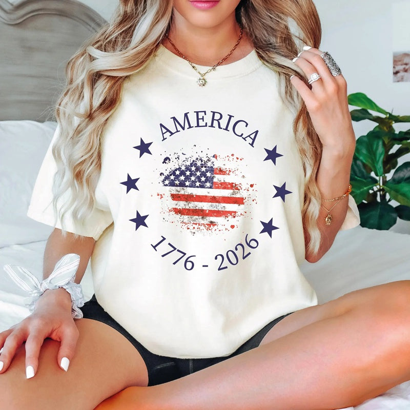 America 250th Anniversary Patriotic USA Flag Graphic Tee