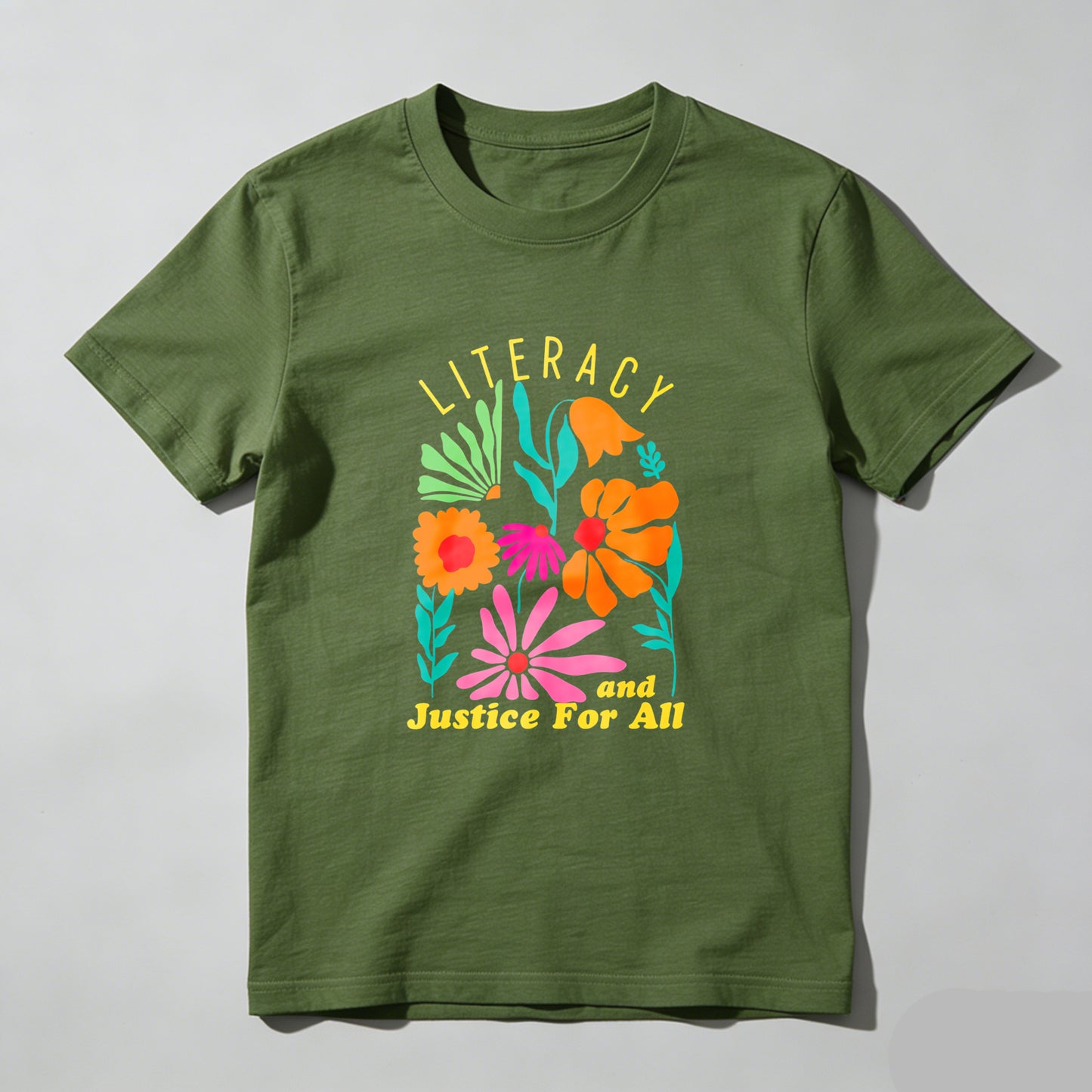 Wardrobecart Literacy And Justice For All Floral Design Unisex Classic T-shirt