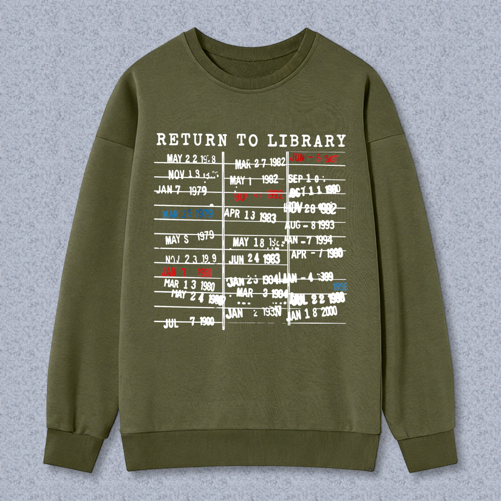 Wardrobecart Return To Library Date List Pattern Unisex Classic Sweatshirt