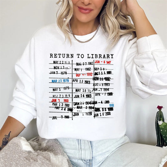 Wardrobecart Return To Library Date List Pattern Unisex Classic Sweatshirt