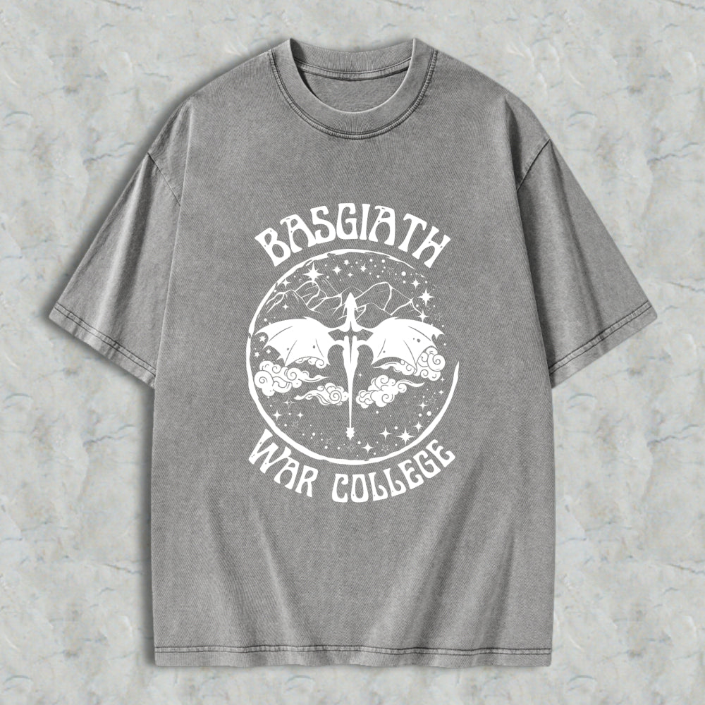 Wardrobecart Basgiath War College Dragon And Sword Emblem Unisex Washed T-shirt