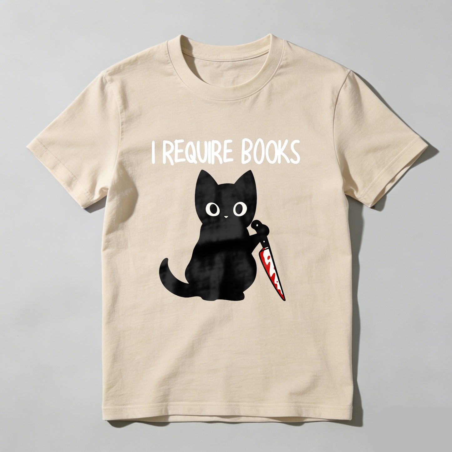 Wardrobecart I Require Books Cat With Knife Unisex Classic T-shirt