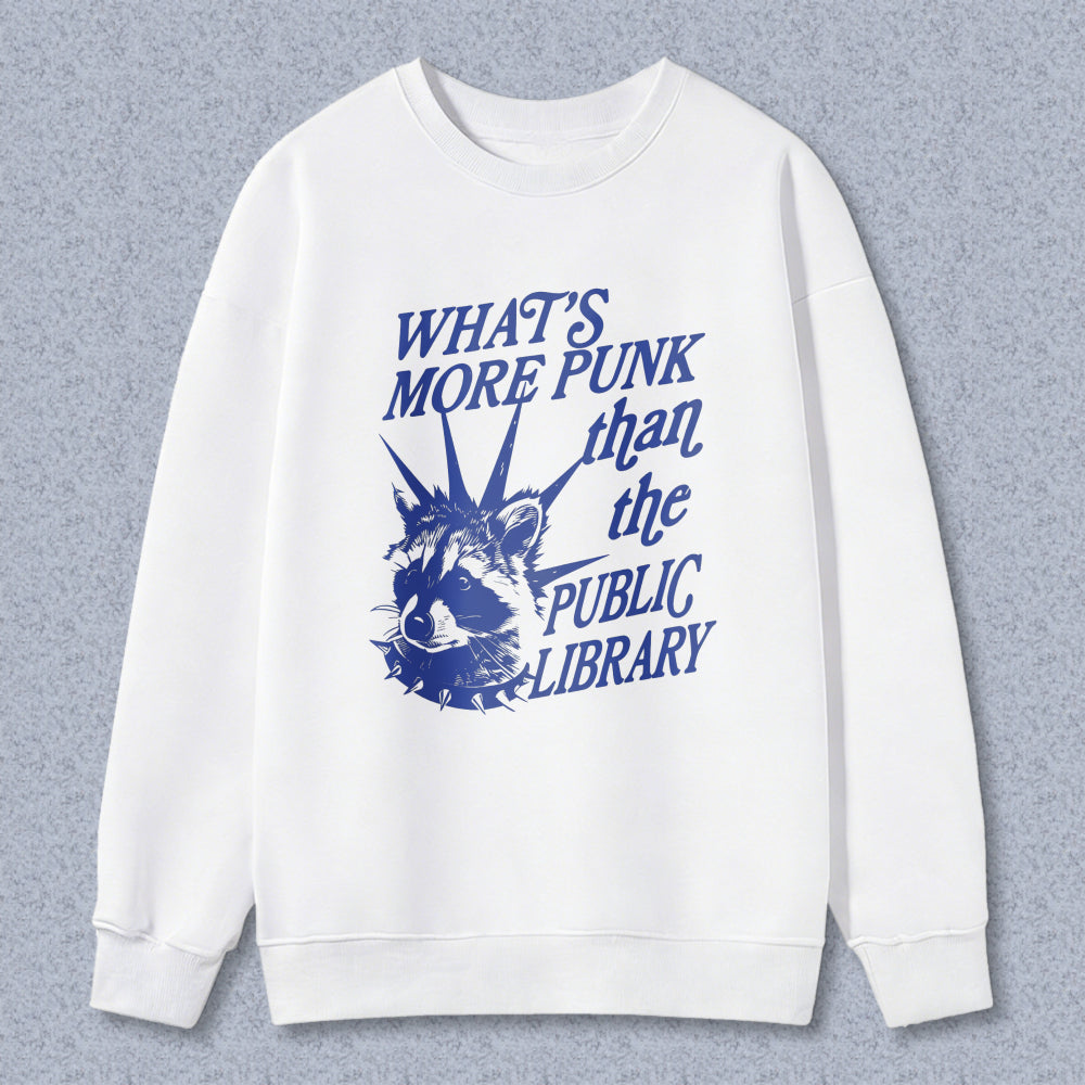 Wardrobecart What's More Punk Than The Public Library Raccoon Graphic Unisex Classic Sweatshirt