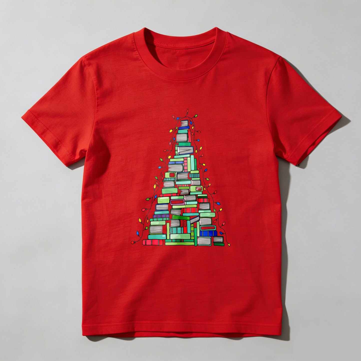 Wardrobecart Books Stacked Into Christmas Tree Shape Unisex Classic T-shirt