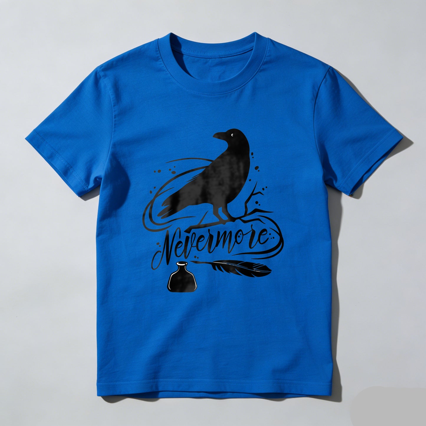 Wardrobecart Nevermore Raven With Feather And Bottle Unisex Classic T-shirt