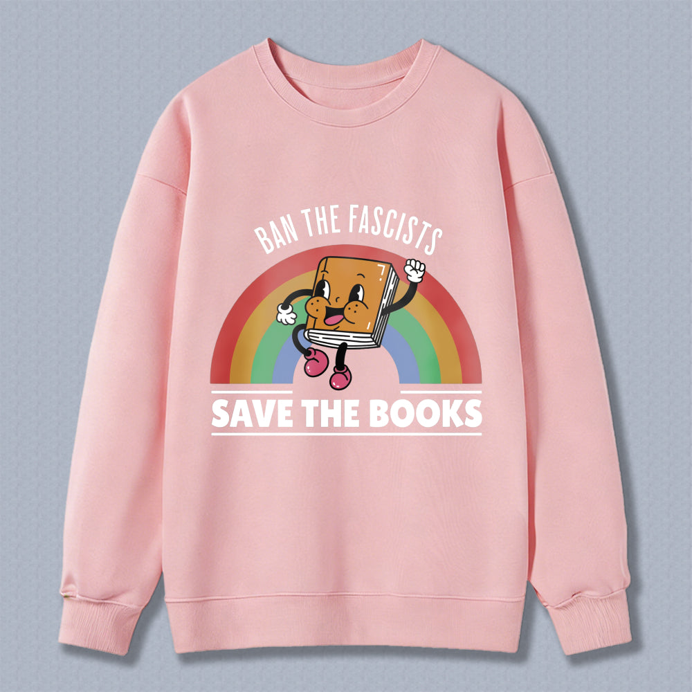 Wardrobecart Book Character With Rainbow And Save The Books Text Unisex Classic Sweatshirt