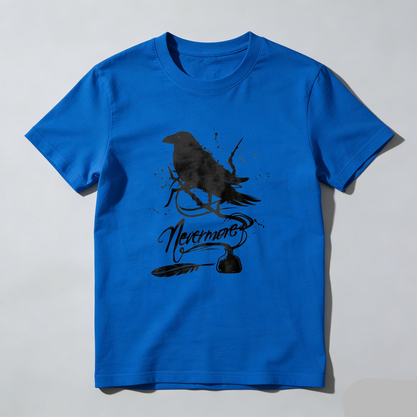 Wardrobecart White Raven Perched On Branch With Nevermore Text Unisex Classic T-shirt