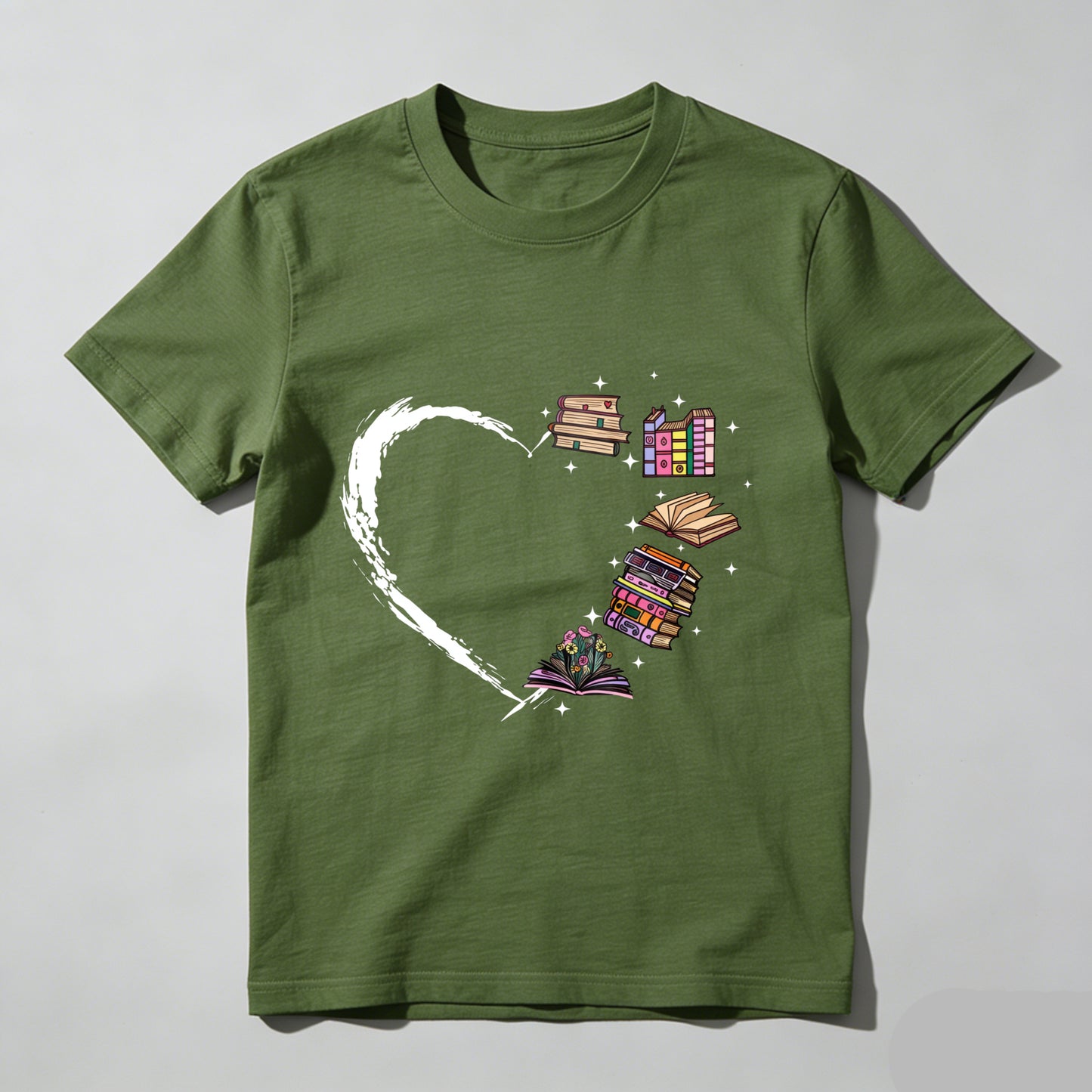 Wardrobecart Heart Books Stack Flowers Stars Unisex Classic T-shirt