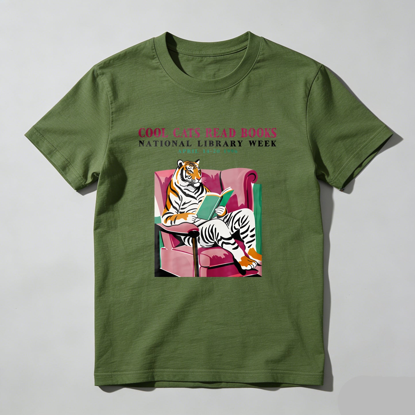 Wardrobecart Tiger Reading Book In Armchair Unisex Classic T-shirt