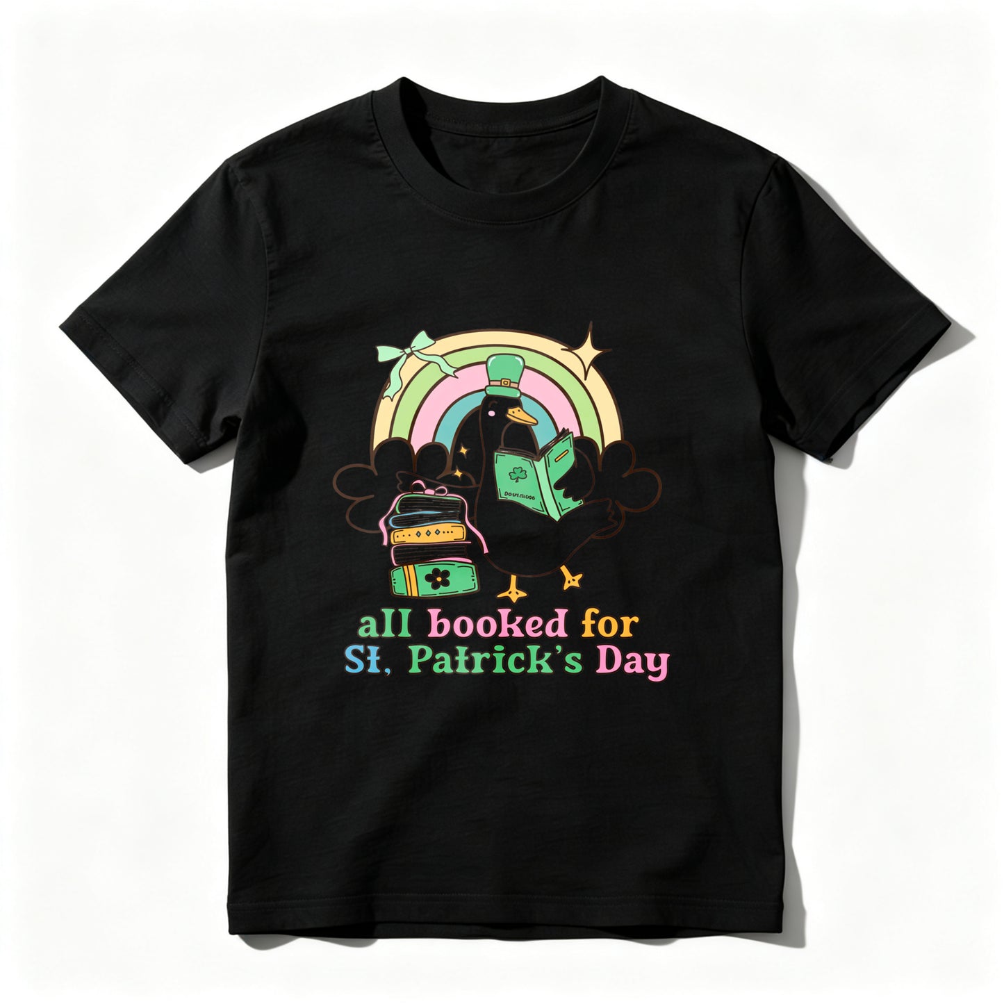 Wardrobecart Rainbow Duck Book Bag Shamrock Unisex Classic T-shirt