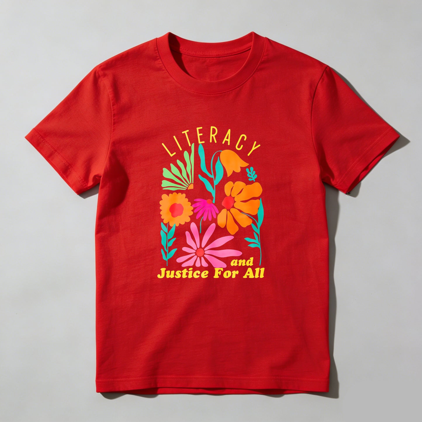 Wardrobecart Literacy And Justice For All Floral Design Unisex Classic T-shirt