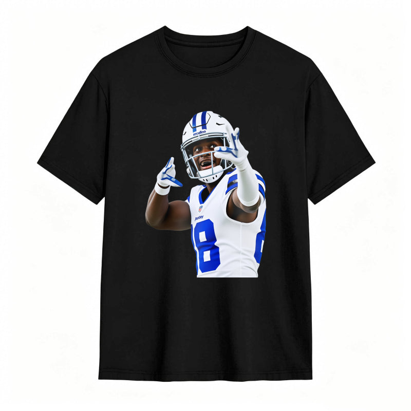 Football Player In Blue And White Uniform Making Peace Sign Unisex Classic T-shirt
