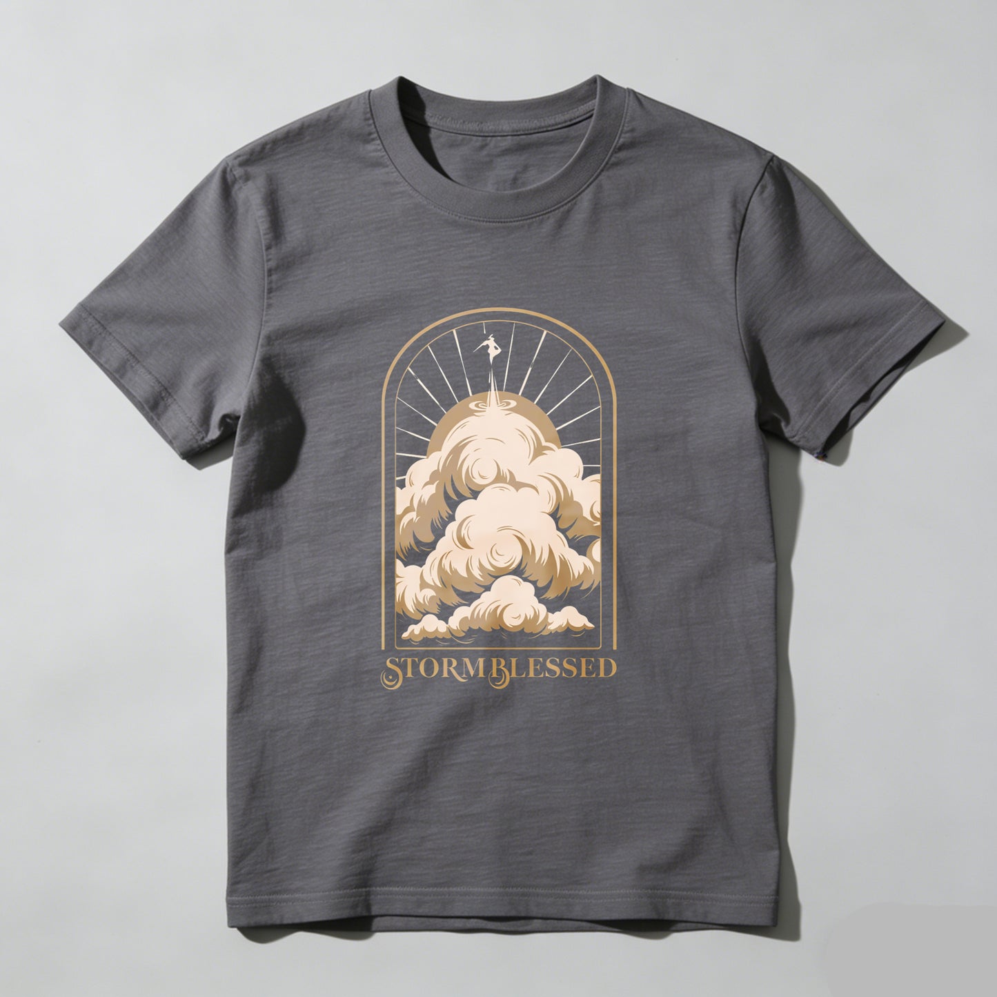 Wardrobecart Storm Blessed Clouds With Angel And Sun Rays Unisex Classic T-shirt