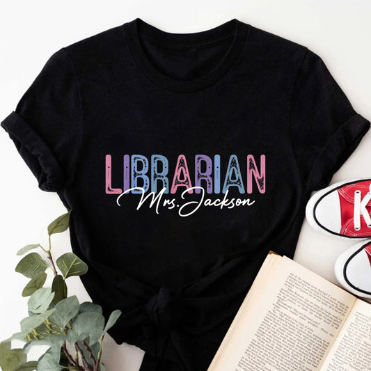 Wardrobecart Librarian Mrs Jackson Colorful Text Design Unisex Classic T-shirt