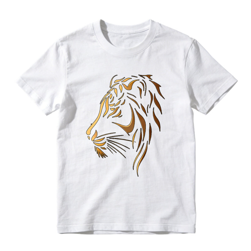 Vintage Tiger Graphic Tee – Thick Cotton Retro Print Loose Fit Summer T-Shirt for Men Women