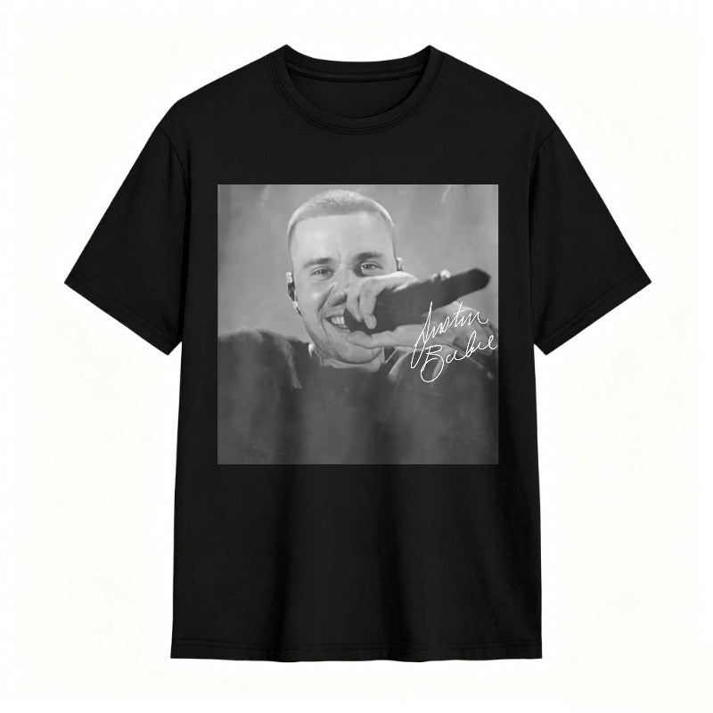 Justin Bieber Singing With Microphone Signature tshirt 100% cotton