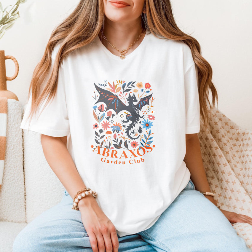 Wardrobecart Colorful Floral Dragon Design With Text Unisex Classic T-shirt