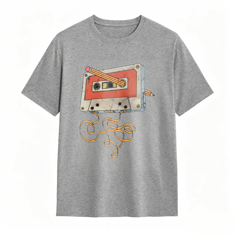 Vintage Cassette Tape Repair Print Funny Graphic T-Shirt
