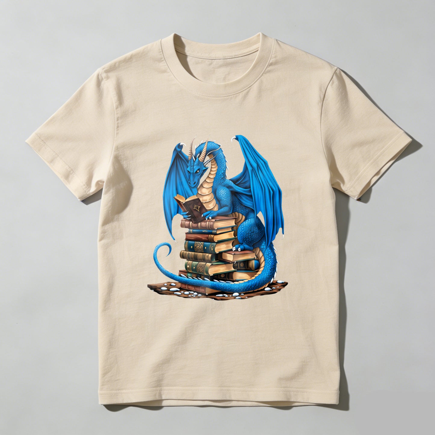 Wardrobecart Blue Dragon Reading Books Stack Unisex Classic T-shirt