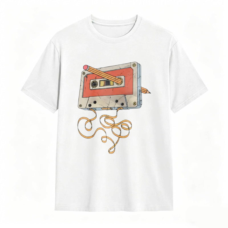 Vintage Cassette Tape Repair Print Funny Graphic T-Shirt
