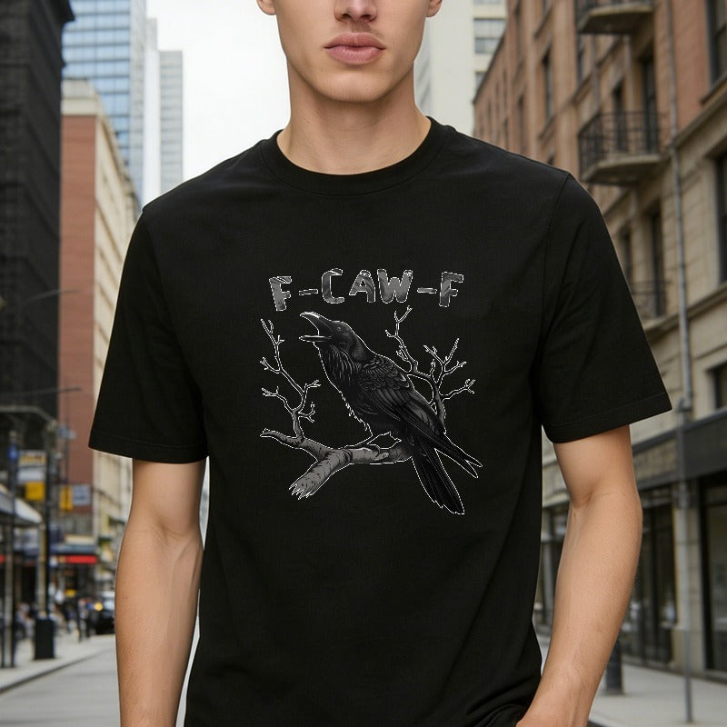 Crow On Branch With F Caw F Text Unisex Classic T-shirt