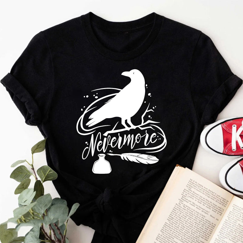 Wardrobecart Nevermore Raven With Feather And Bottle Unisex Classic T-shirt