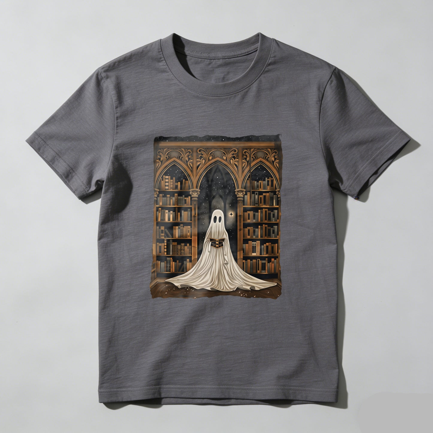 Wardrobecart Ghost In Library With Books And Stars Unisex Classic T-shirt
