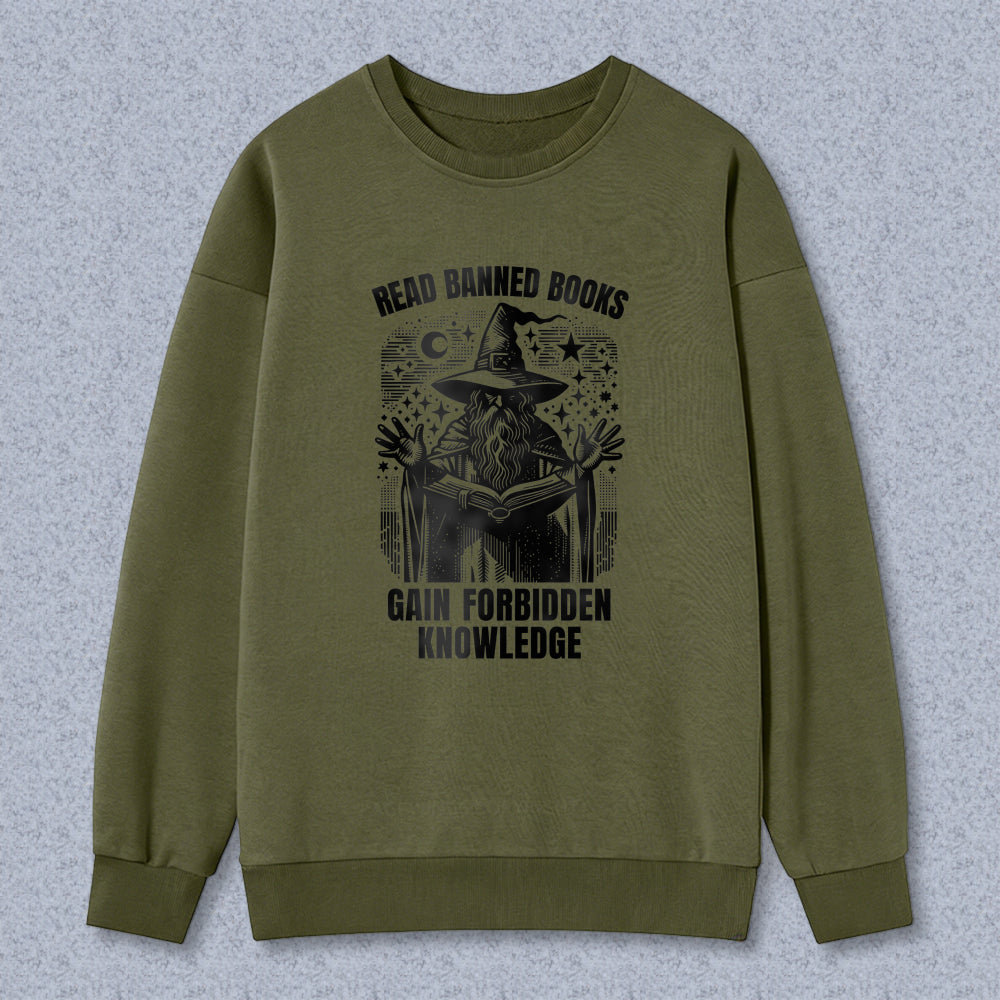 Wardrobecart Read Banned Books Gain Forbidden Knowledge Witch Reading Book Pattern Unisex Classic Sweatshirt