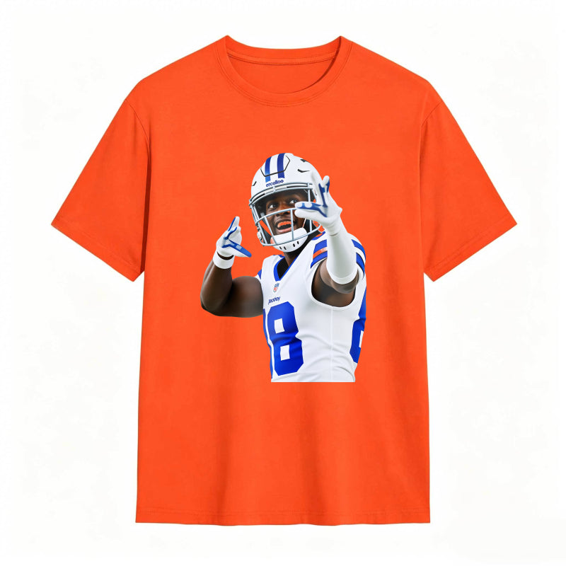 Football Player In Blue And White Uniform Making Peace Sign Unisex Classic T-shirt