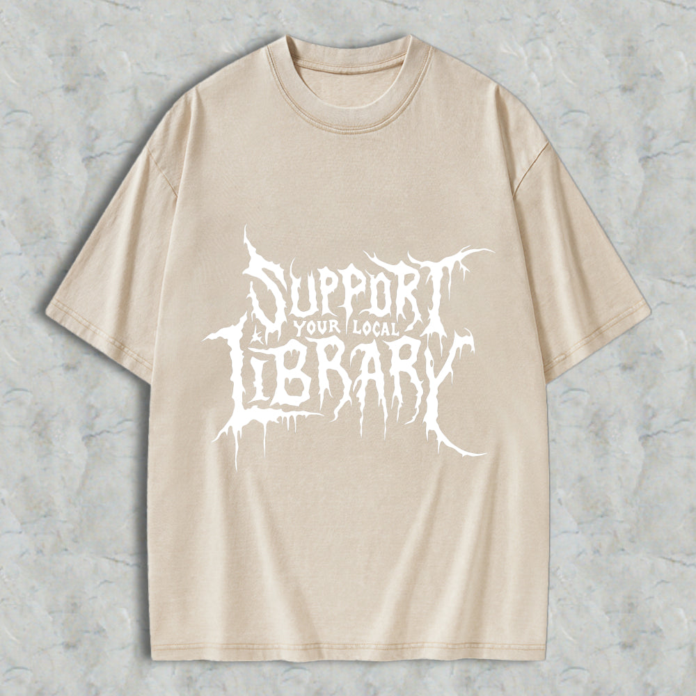 Wardrobecart Support Your Local Library Unisex Washed T-shirt