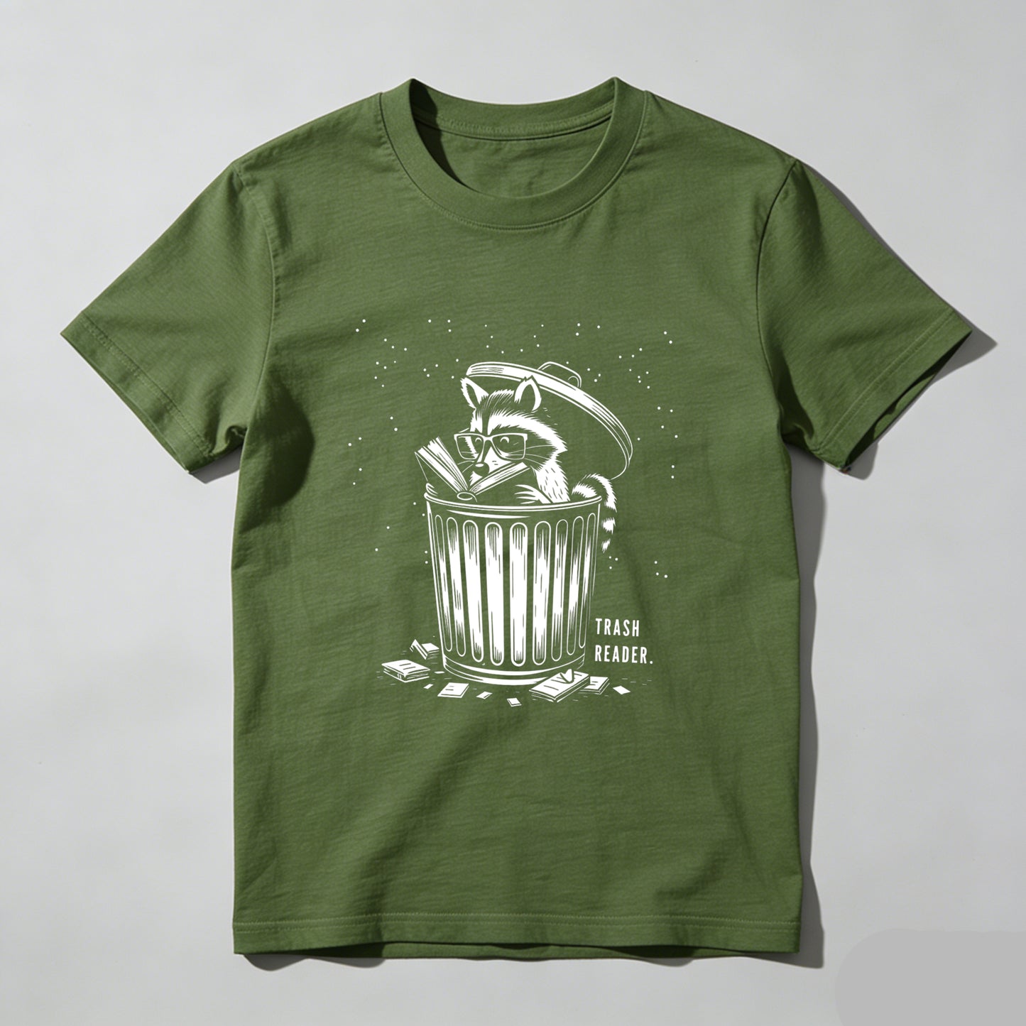 Wardrobecart Raccoon Reading Book In Trash Can Unisex Classic T-shirt