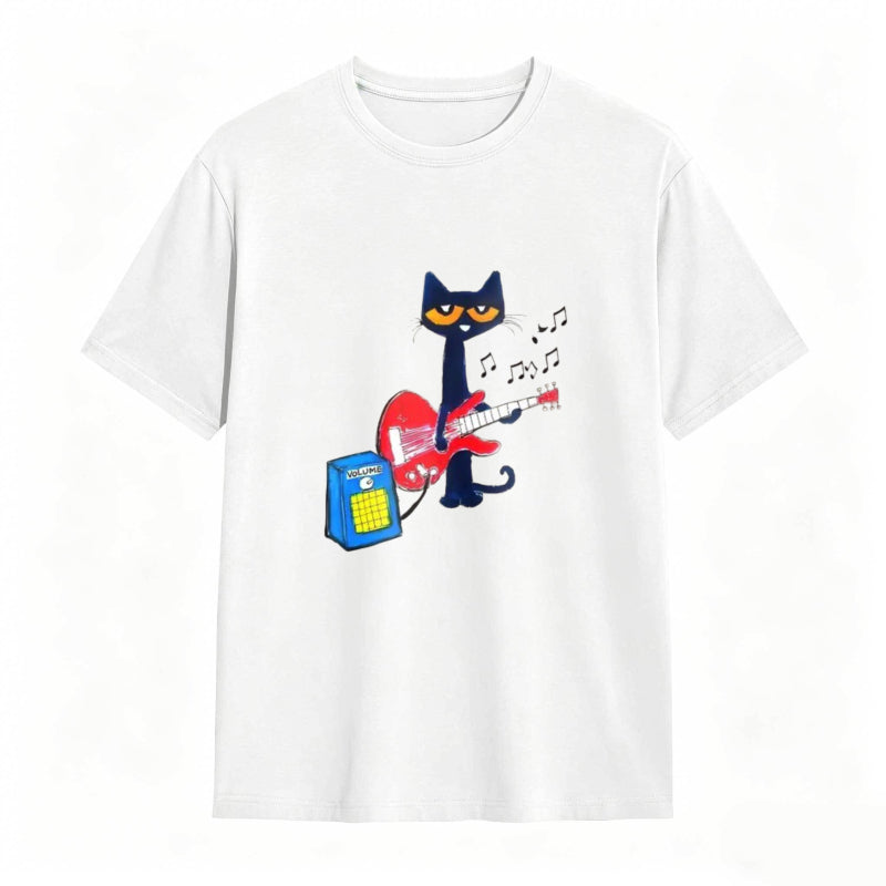 Pete the Cat Playing Guitar Funny Graphic Tee