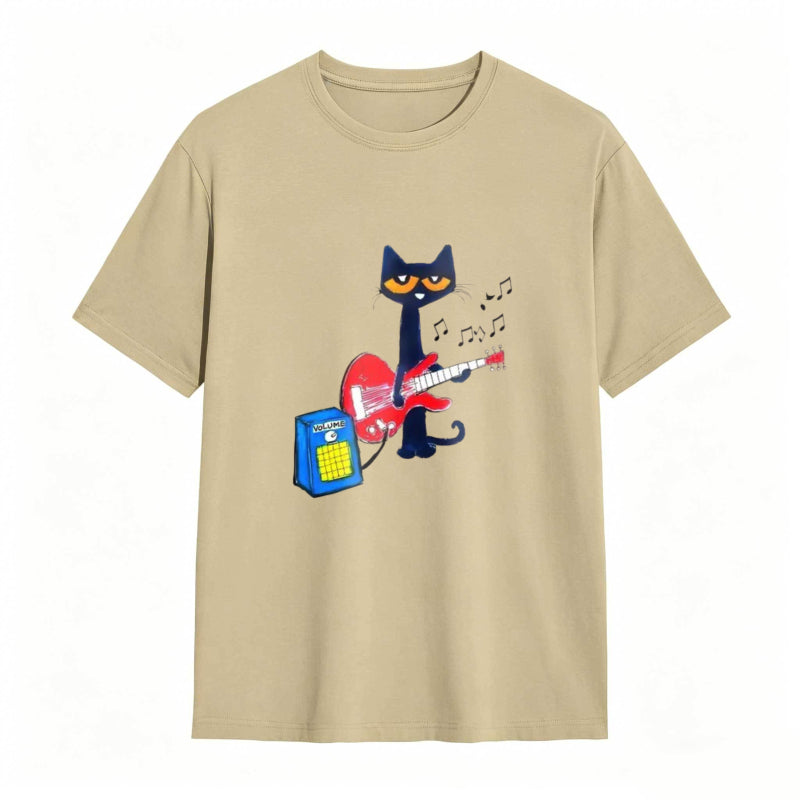Pete the Cat Playing Guitar Funny Graphic Tee