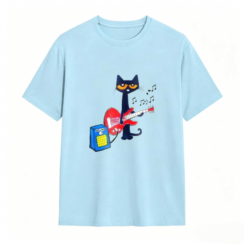 Pete the Cat Playing Guitar Funny Graphic Tee