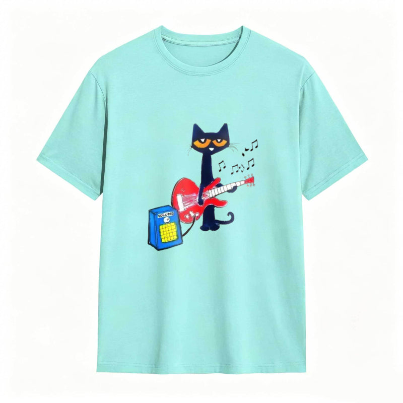 Pete the Cat Playing Guitar Funny Graphic Tee