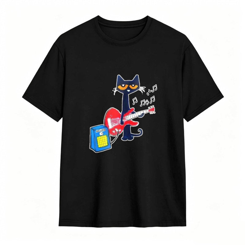 Pete the Cat Playing Guitar Funny Graphic Tee